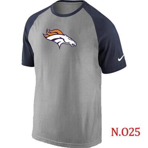 Nike Denver Broncos Ash Tri Big Play Raglan NFL T-Shirt Grey/Navy Blue